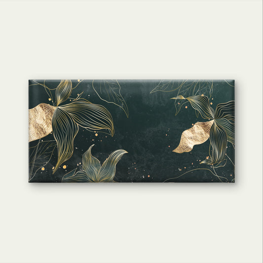 Dark Emerald Green Gold Leaf Art Wall Art Canvas Office Home Framed 120x60cm