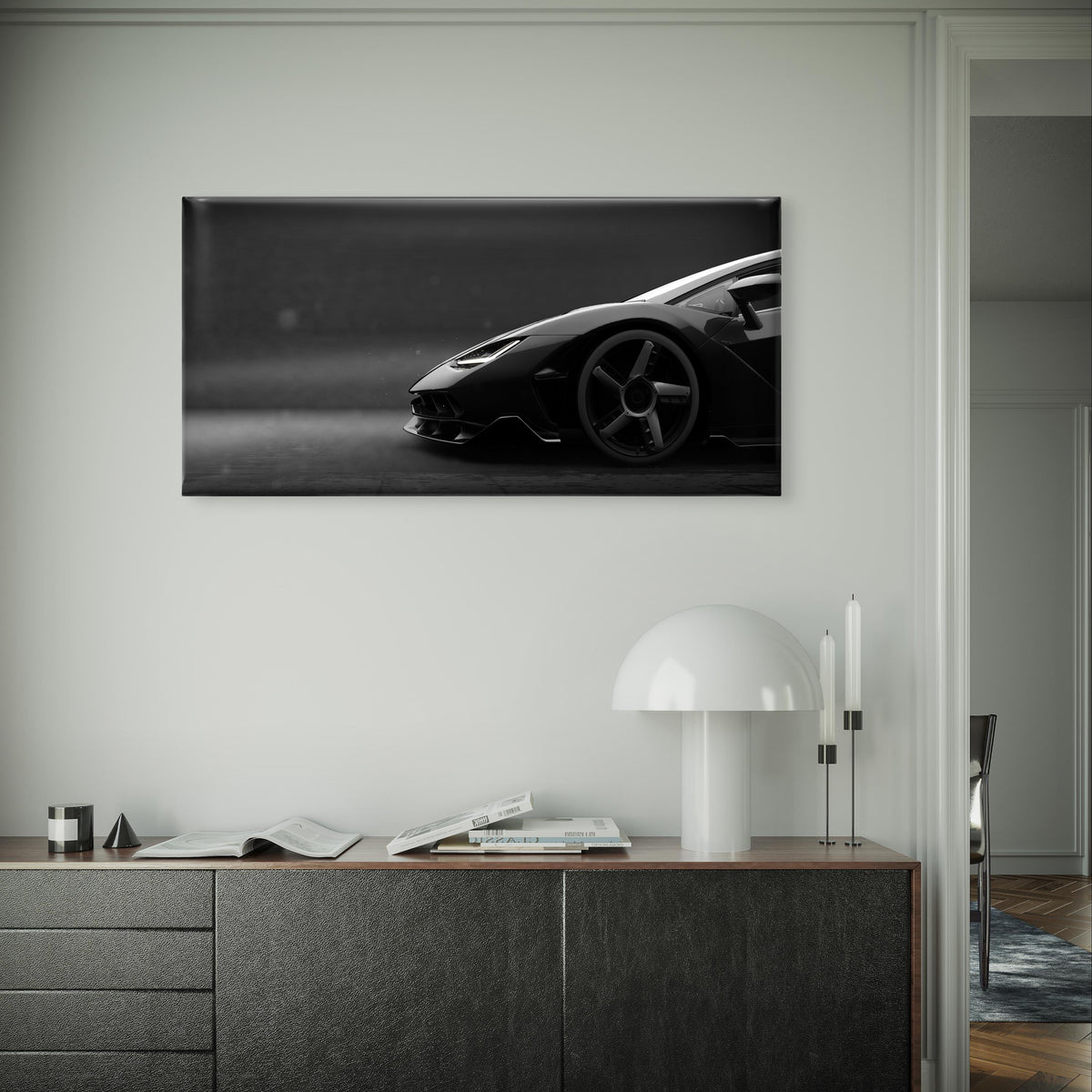 Black Lamborghini Supercar Vehicle Wall Art Canvas Office Home Framed 120x60cm