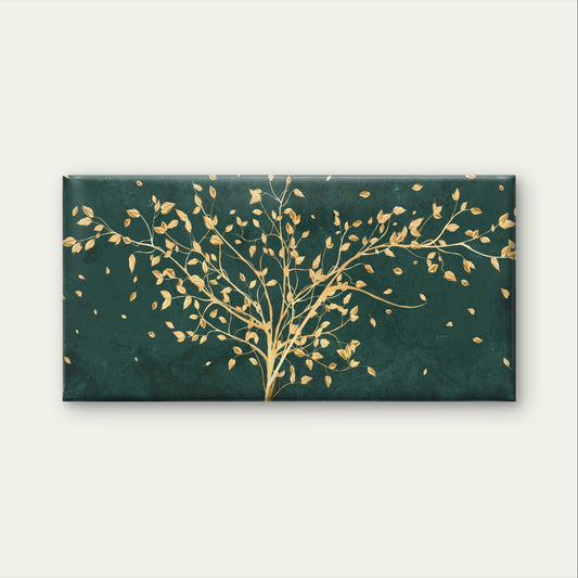 Dark Green Gold Foil Tree Life Art Wall Art Canvas Office Home Framed 120x60cm
