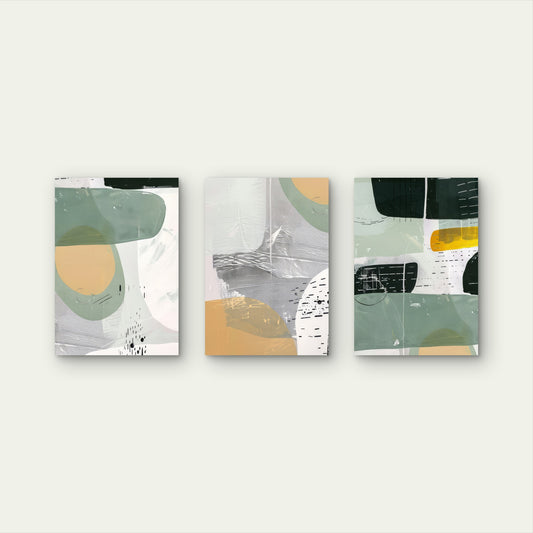 3pcs Modern Minimalist Sage Green Abstract    Wall Art Set Canvas Framed 60x90cm - High Quality Print 100% Australian Made Wall Canvas Ready to Hang