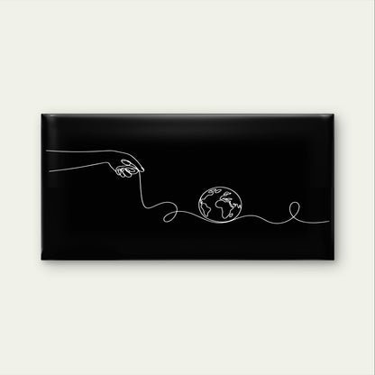 Black White Line Hand Earth Globe Wall Art Canvas Office Home Framed 120x60cm