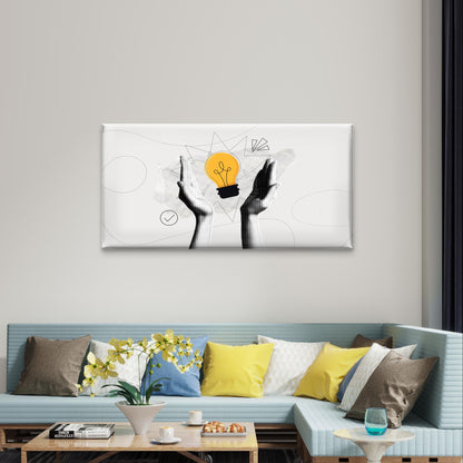 Creative Idea Bulb Business Hands Wall Art Canvas Office Home Framed 120x60cm