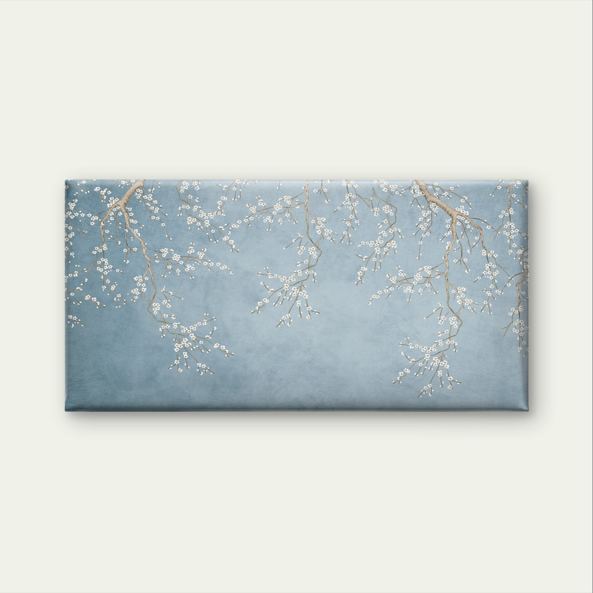 Blue Almond Blossom Cherry Tree Wall Art Canvas Office Home Framed 120x60cm
