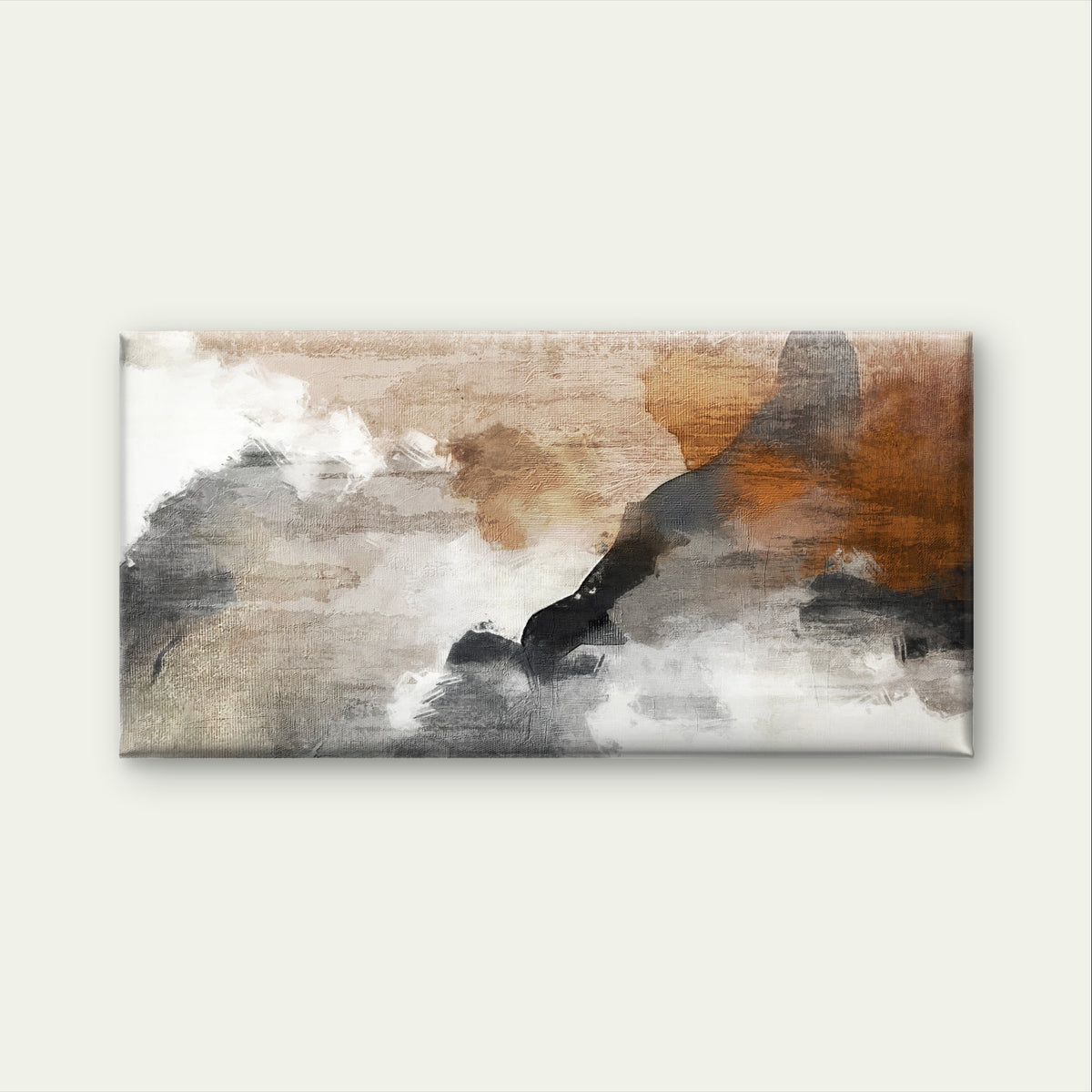 Brown Grey Terracotta Abstract Paint Wall Art Canvas Office Home Framed 120x60cm