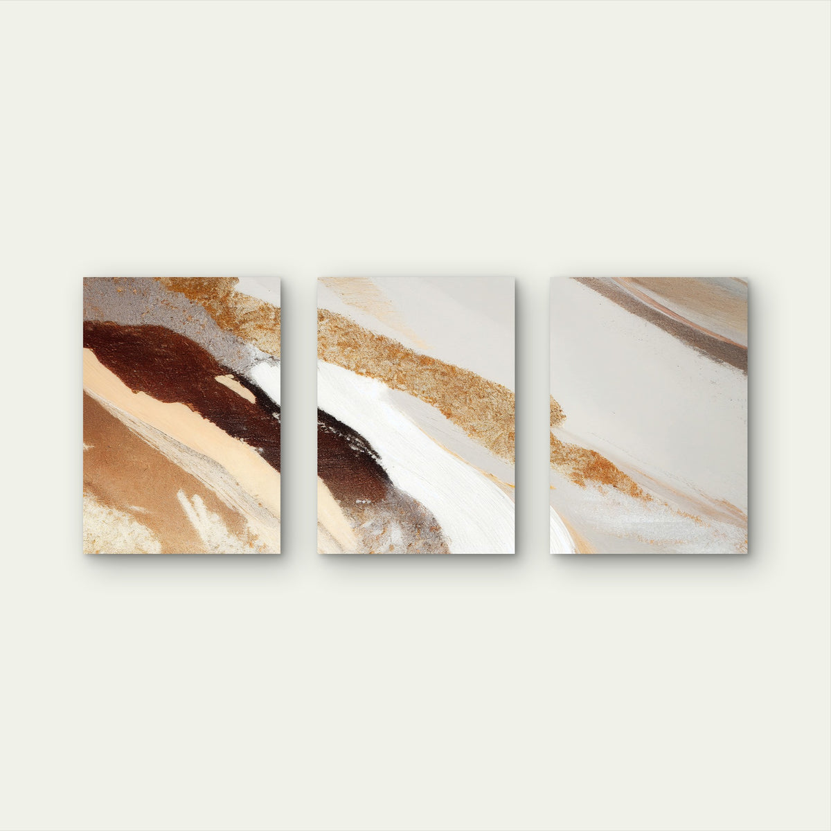3pcs Gold Glitter Abstract Brown Beige Fluid Wall Art Set Canvas Framed 40x60cm - High Quality Print 100% Australian Made Wall Canvas Ready to Hang