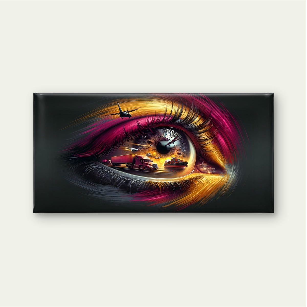 Modern Eye Truck Logistics Cargo Wall Art Canvas Office Home Framed 120x60cm