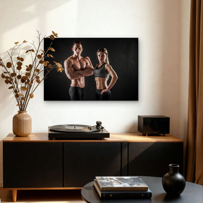 Fitness Couple Gym Bodybuilding Man 5mm Plastic Poster Ready to Hang 90x60cm
