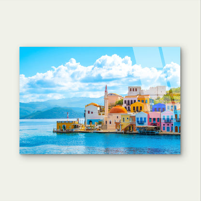 Greek Island Kastellorizo Meis Town Glass Printing Acrylic Glass Printing Wall Art Australian Made Quality