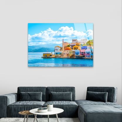 Greek Island Kastellorizo Meis Town Glass Printing Acrylic Glass Printing Wall Art Australian Made Quality