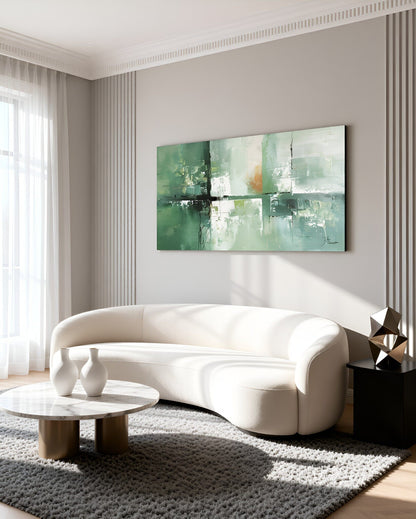 Abstract Sage Green Forest Stroke Wall Art Canvas Office Home Framed 120x60cm