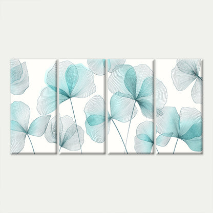 4pcs Nordic Elegant Aqua Ginkgo Biloba Leaf Wall Art Canvas Framed 45x80cm        - High Quality Print 100% Australian Made Wall Canvas Ready to Hang