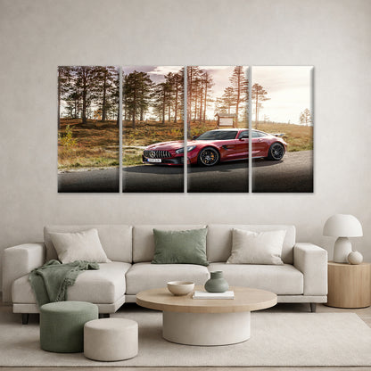 4pcs Mercedes AMG GT Red Supercar Sports Car Wall Art Canvas Framed 45x80cm        - High Quality Print 100% Australian Made Wall Canvas Ready to Hang
