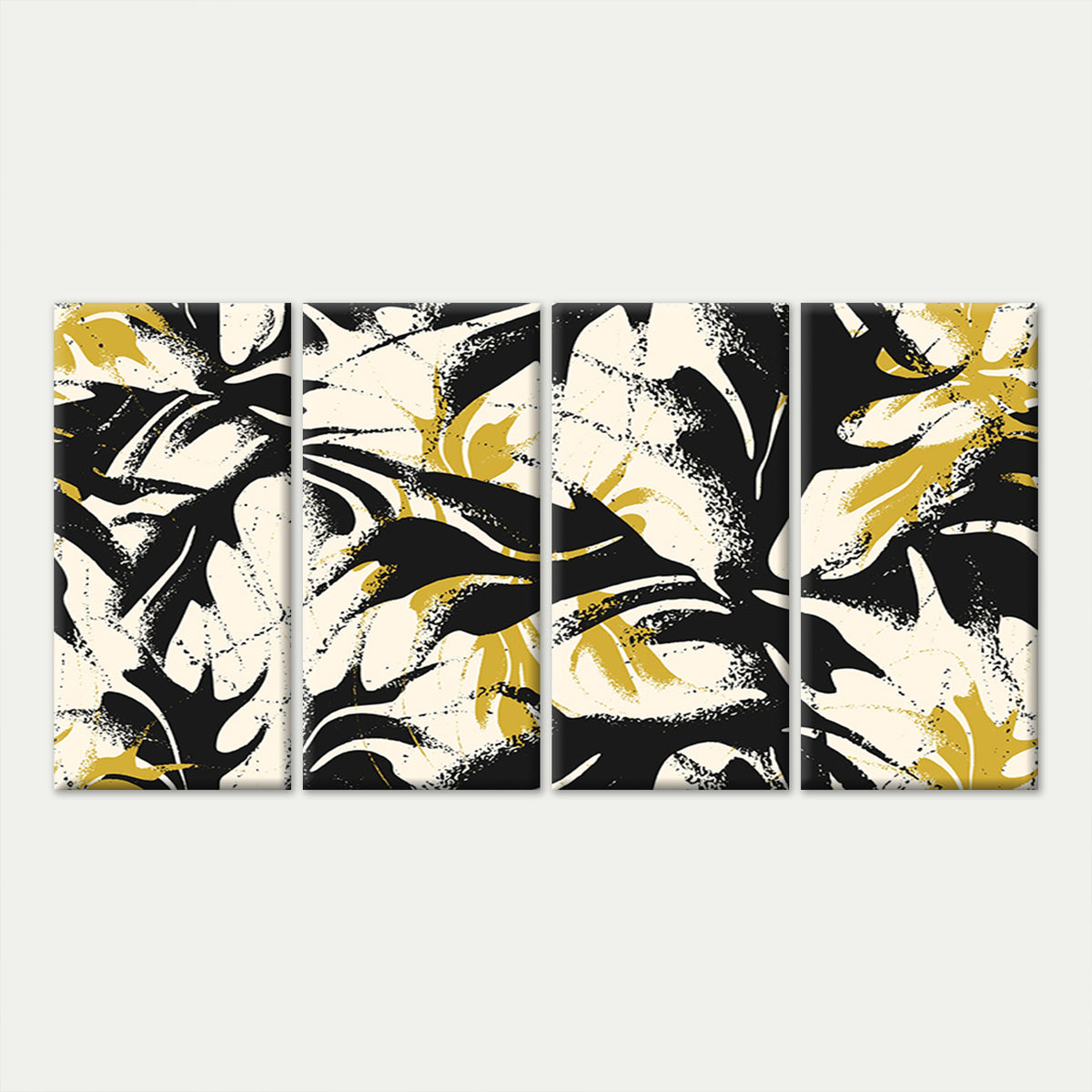 4pcs Abstract Monstera Leaf Gold Black Modern Wall Art Canvas Framed 45x80cm - High Quality Print 100% Australian Made Wall Canvas Ready to Hang