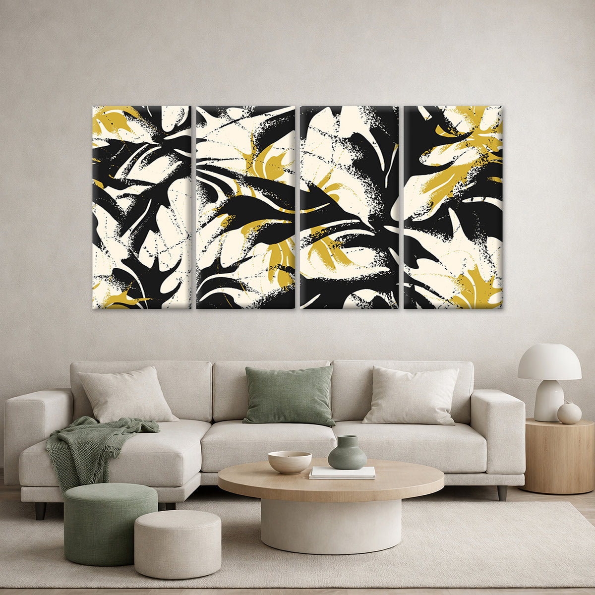 4pcs Abstract Monstera Leaf Gold Black Modern Wall Art Canvas Framed 45x80cm - High Quality Print 100% Australian Made Wall Canvas Ready to Hang