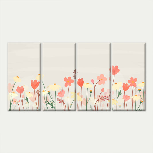 4pcs Colorful Wildflower Meadow Field Botanical Wall Art Canvas Framed 45x80cm        - High Quality Print 100% Australian Made Wall Canvas Ready to Hang