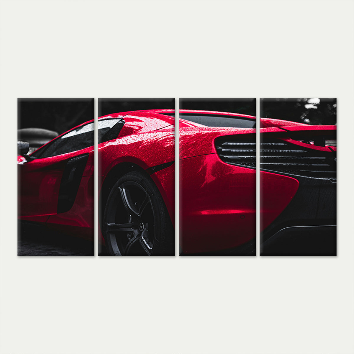 4pcs McLaren MP4 12C Red Supercar Sports Car Wall Art Canvas Framed 45x80cm        - High Quality Print 100% Australian Made Wall Canvas Ready to Hang