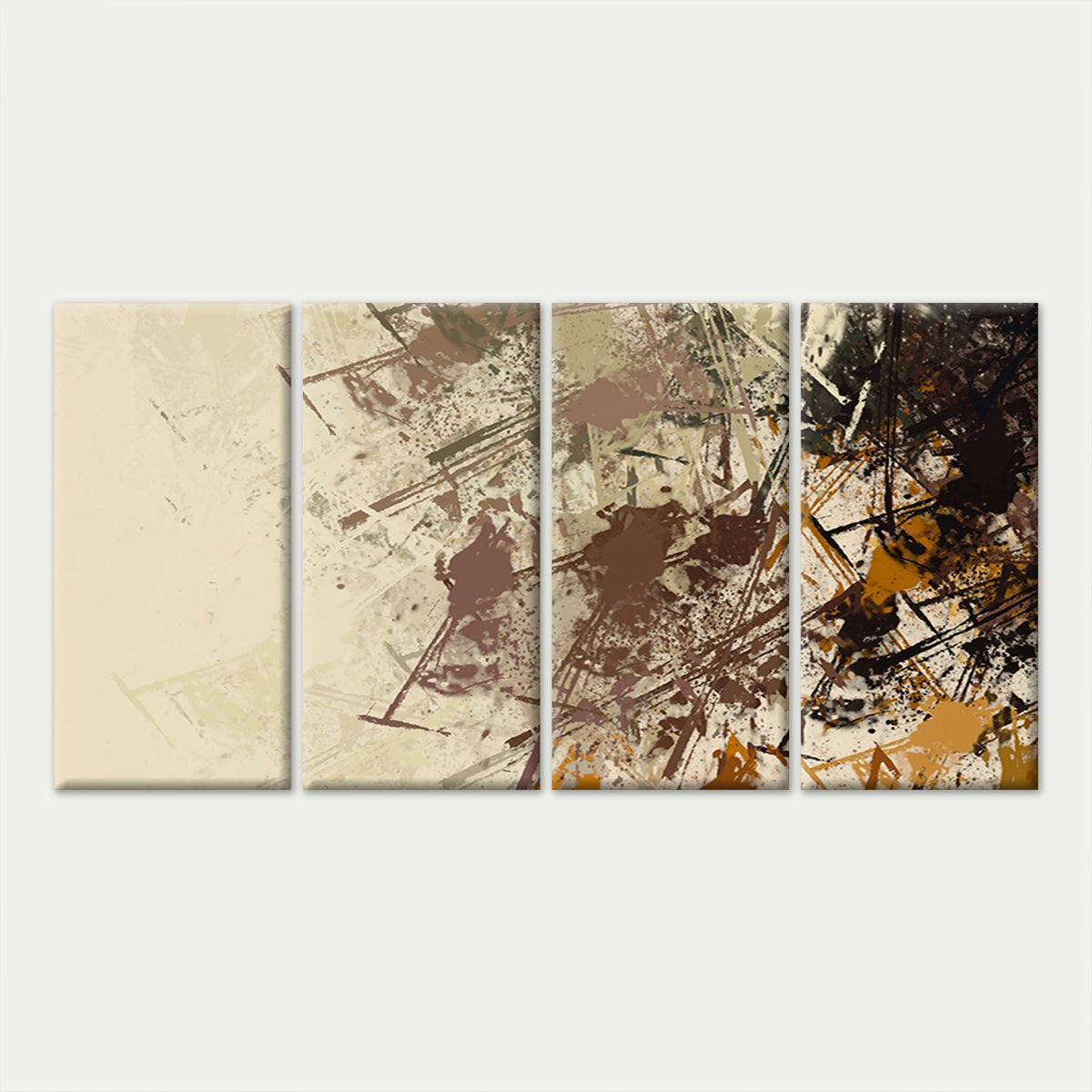 4pcs Stunning Beige Brown Splash Splatter Wall Art Canvas Framed 45x80cm - High Quality Print 100% Australian Made Wall Canvas Ready to Hang