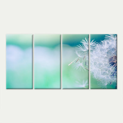4pcs White Dandelion Seed Turquoise Teal Wall Art Canvas Framed 45x80cm - High Quality Print 100% Australian Made Wall Canvas Ready to Hang