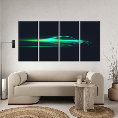 4pcs Abstract Neon Green Car Light Streak Motion Wall Art Canvas Framed 45x80cm        - High Quality Print 100% Australian Made Wall Canvas Ready to Hang