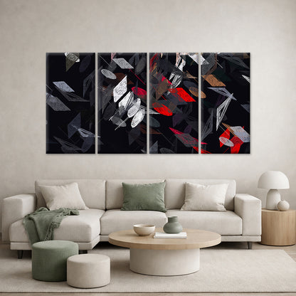 4pcs Magnificent Dark Geometric Paint Shape Wall Art Canvas Framed 45x80cm - High Quality Print 100% Australian Made Wall Canvas Ready to Hang