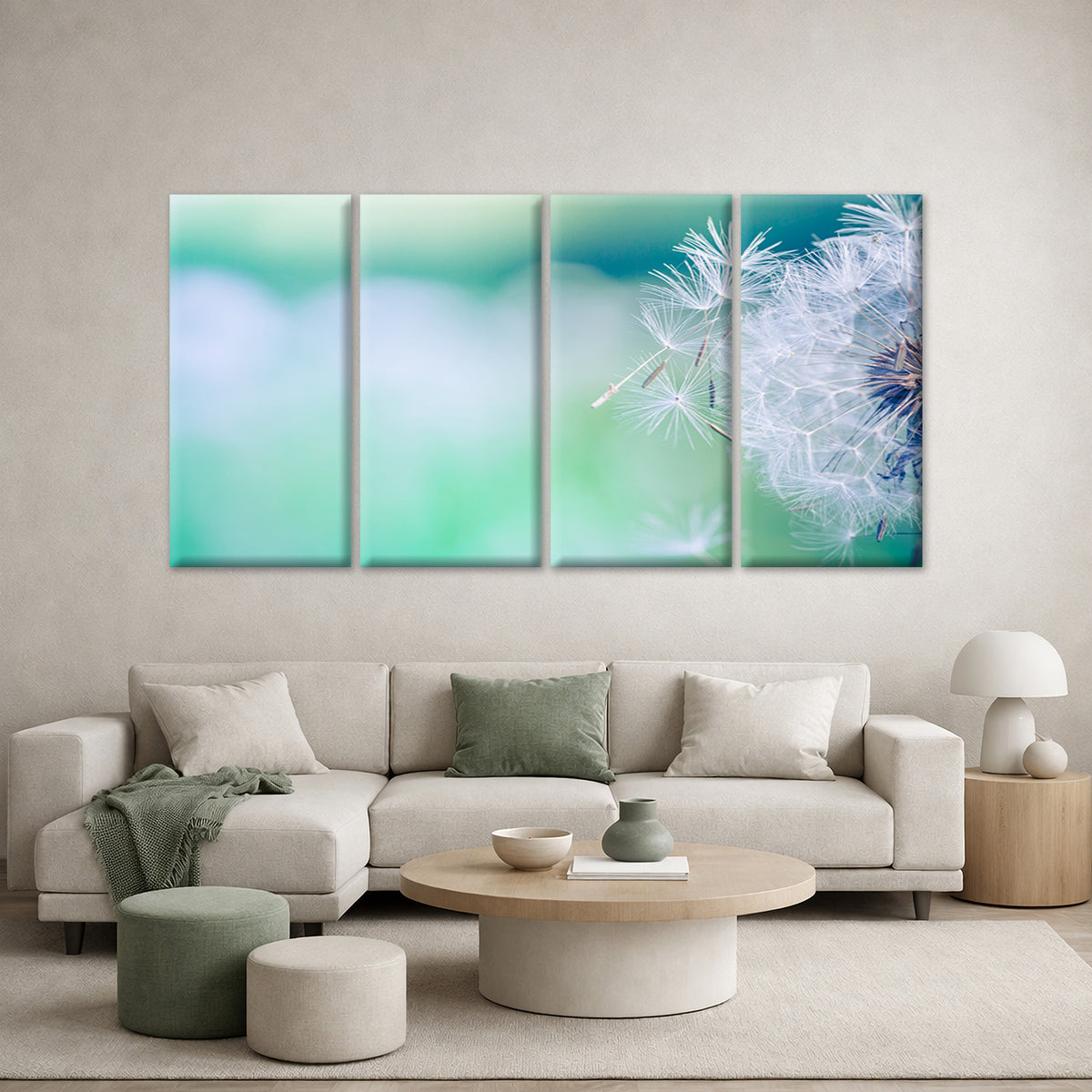 4pcs White Dandelion Seed Turquoise Teal Wall Art Canvas Framed 45x80cm - High Quality Print 100% Australian Made Wall Canvas Ready to Hang