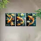 3pcs Elegant Pond Koi Swimming Floral Lotus Canvas Unframed - High Quality Print 100% Australian Made Wall Canvas
