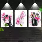 3pcs Chic Ladies Fashion with Pink Cosmetics Canvas Unframed - High Quality Print 100% Australian Made Wall Canvas - Bella Home Decor