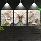 3pcs Elegant Butterfly & Florals with Cream Tone Canvas Unframed - High Quality Print 100% Australian Made Wall Canvas