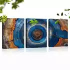 3pcs Vintage Tree Blue & Brown Rings Wall Art Set Canvas Framed 60x90cm - High Quality Print 100% Australian Made Wall Canvas Ready to Hang