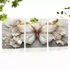 3pcs Elegant Butterfly & Florals with Cream Tone Canvas Unframed - High Quality Print 100% Australian Made Wall Canvas