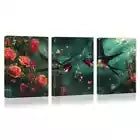 3pcs Charming Swallows Flying and Floral Roses Canvas Unframed - High Quality Print 100% Australian Made Wall Canvas - Bella Home Decor