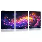 3pcs Colorful Magical Peacock with Pink Florals Wall Art Canvas Unframed - High Quality Print 100% Australian Made Wall Canvas - Bella Home Decor