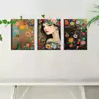 3pcs Charming Fashion Abstract Women with Floral Canvas Unframed - High Quality Print 100% Australian Made Wall Canvas - Bella Home Decor