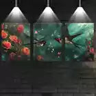 3pcs Charming Swallows Flying and Floral Roses Canvas Unframed - High Quality Print 100% Australian Made Wall Canvas - Bella Home Decor
