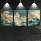 3pcs Peaceful Abstract Golden Scenery Wall Art Set Canvas Framed 60x90cm - High Quality Print 100% Australian Made Wall Canvas Ready to Hang