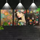 3pcs Charming Fashion Abstract Women with Floral Canvas Unframed - High Quality Print 100% Australian Made Wall Canvas - Bella Home Decor