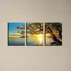 3pcs Peaceful Tree Sunset Lake Sky View  Canvas Unframed - High Quality Print 100% Australian Made Wall Canvas