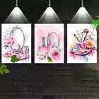 3pcs Vintage Fabric Floral Beauty Makeup Theme Canvas Unframed - High Quality Print 100% Australian Made Wall Canvas