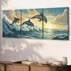 3pcs Dolphin Canvas Wall Art Set Canvas Framed 40x60cm - High Quality Print 100% Australian Made Wall Canvas Ready to Hang - Bella Home Decor
