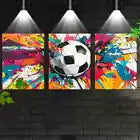 3pcs Colorful Soccer Ball with Dynamic Splashes Canvas Unframed - High Quality Print 100% Australian Made Wall Canvas - Bella Home Decor