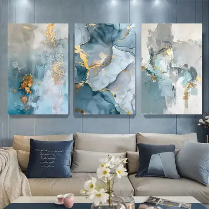 3pcs Abstract Canvas Art with Golden Wall Art Set Canvas Unframed - High Quality Print 100% Australian Made Wall Canvas