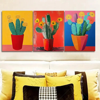 3pcs Cactus Plant Art Print Poster Wall Art Canvas Unframed - High Quality Print 100% Australian Made Wall Canvas - Bella Home Decor