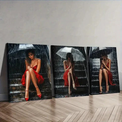 3pcs The Girl on the Stairs Wall Art Set Canvas Unframed - High Quality Print 100% Australian Made Wall Canvas