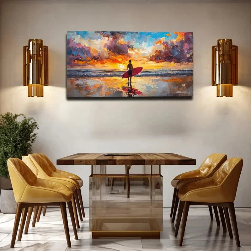 Minimalist Abstract Surfing Wall Art canvas office home room framed 120x60cm