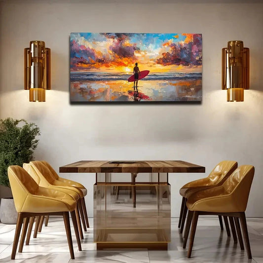 Minimalist Abstract Surfing Wall Art canvas office home room framed 120x60cm