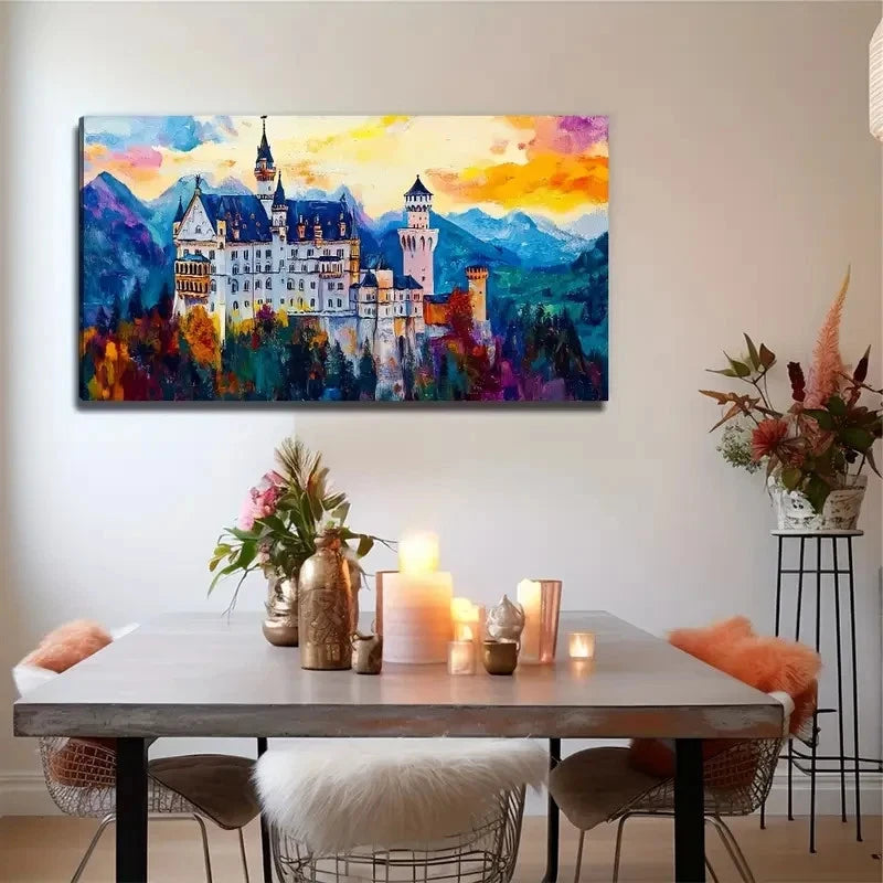 Color Castle Suitable Wall Art Canvas Office Home Room Framed 120x60cm