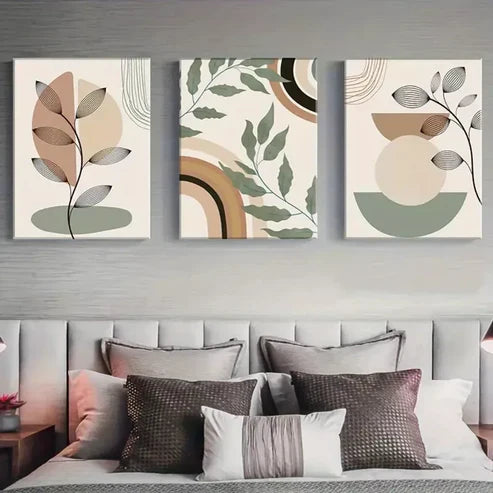 3pcs Abstract Sage Green  Art with Golden Wall Art Set Canvas Unframed - High Quality Print 100% Australian Made Wall Canvas