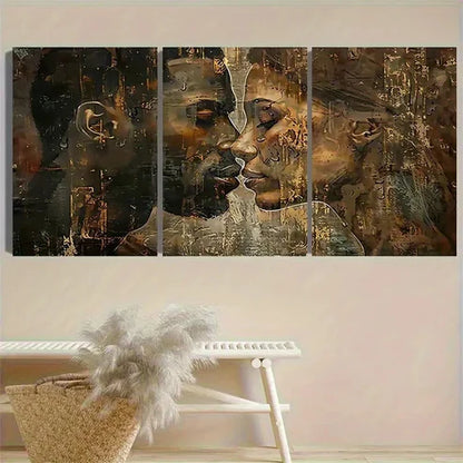 3pcs Golden And Black Collage Wall Art Set Canvas Unframed - High Quality Print 100% Australian Made Wall Canvas - Bella Home Decor