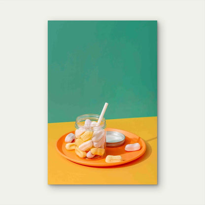 High Angle Sweet Candies Jar 60x90cm Metal Print Ready to Hang