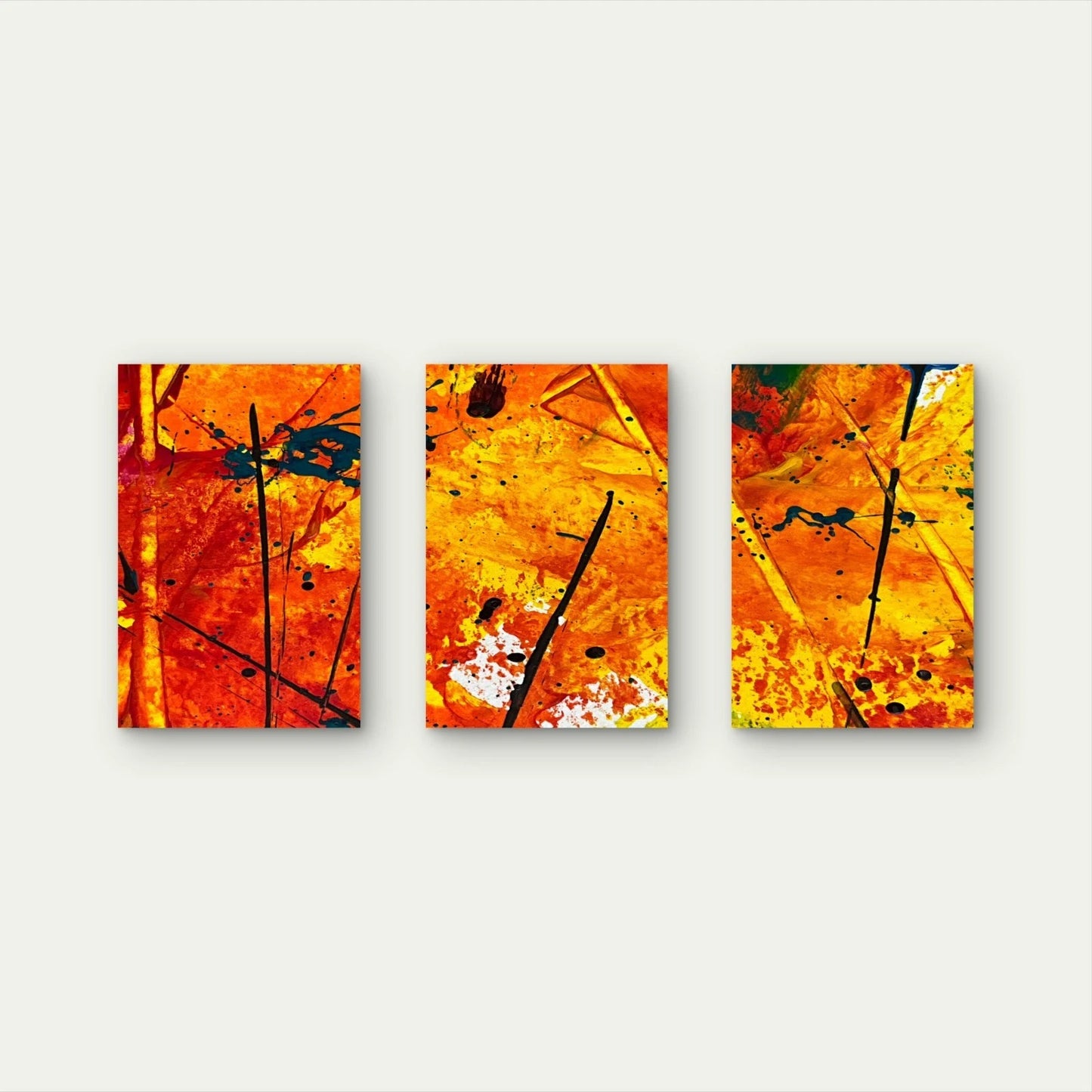 3pcs Abstract Autumn Orange Paint Design Wall Art Set Canvas Framed 40x60cm - High Quality Print 100% Australian Made Wall Canvas Ready to Hang